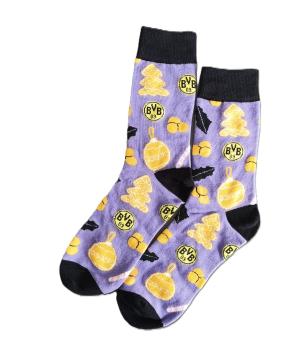 Borussia Dortmund BVB Weihnachtssocken Lila Gr. 39–44